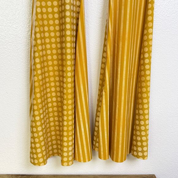 Yoga Democracy Womens Large Bell Bottoms Yoga Pants Yellow Polka Dot Striped NWT - Picture 5 of 12